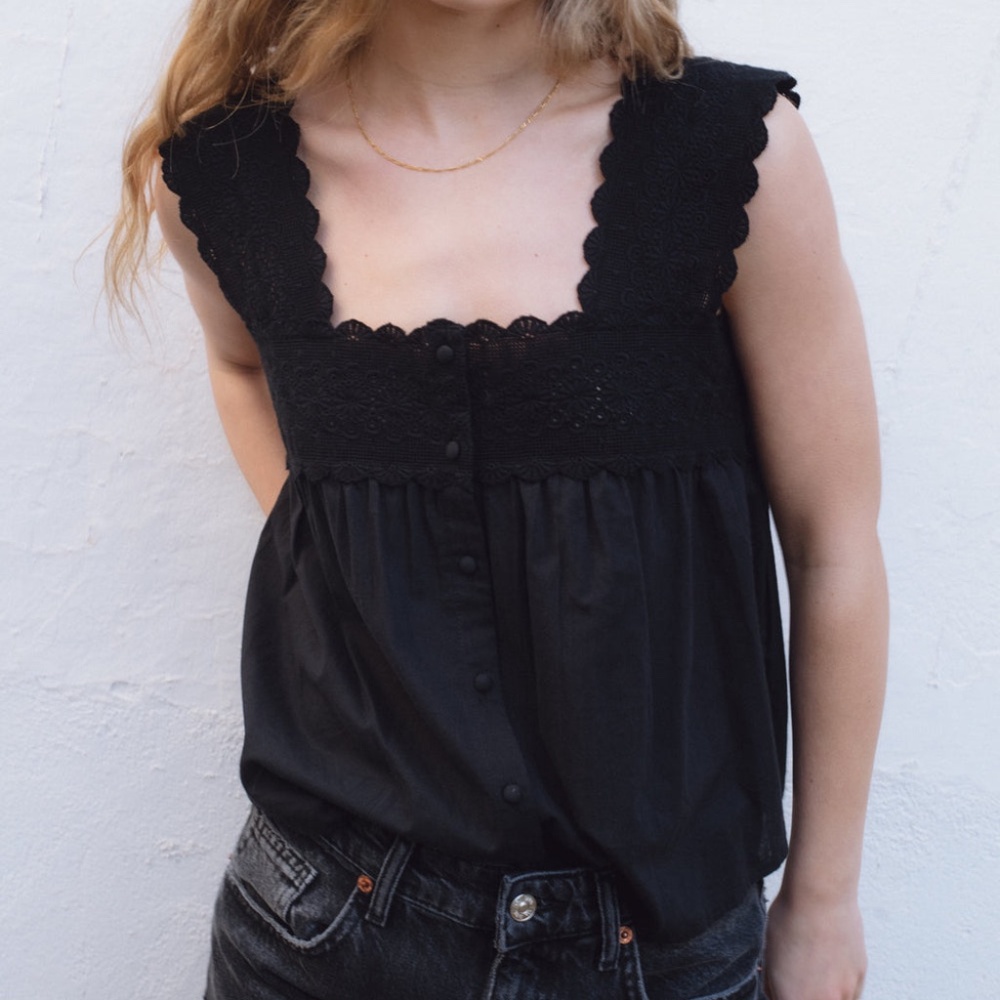 Sonmer Black Cotton Lace Catalina Top NWT